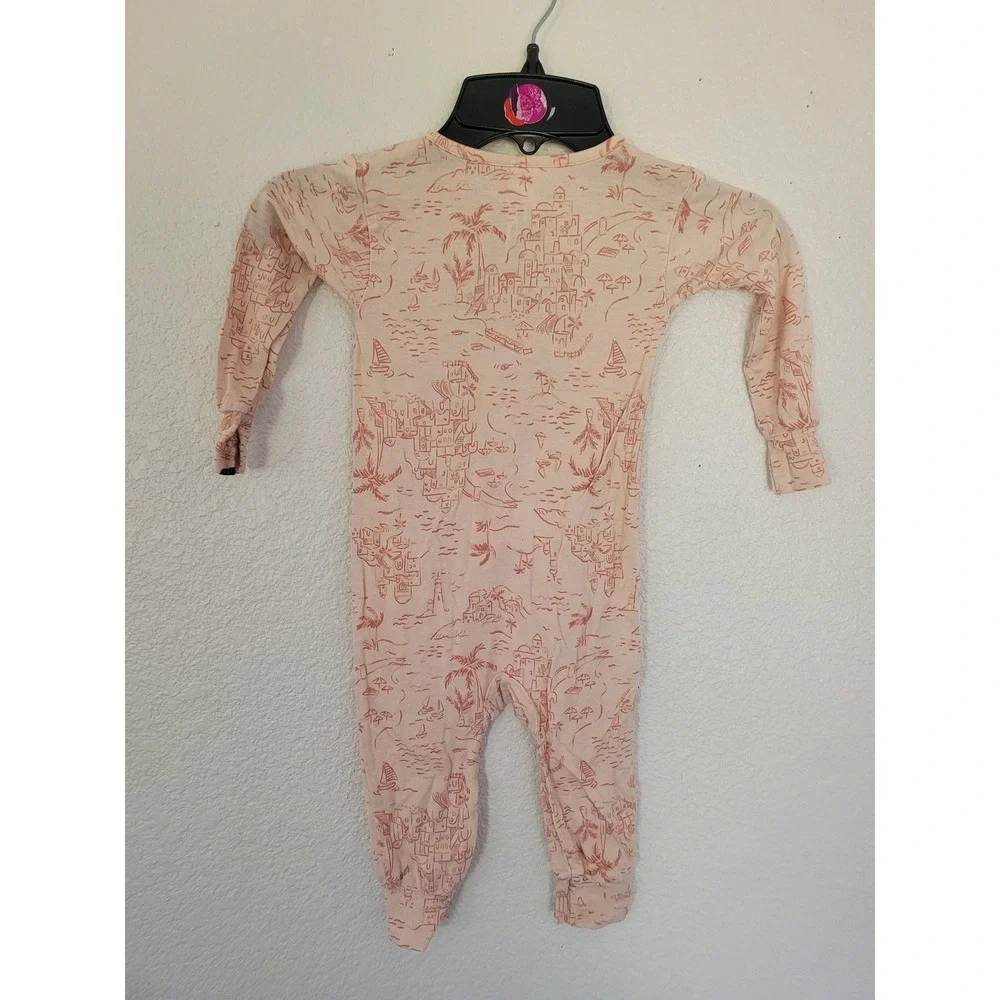 Modern Moments 18M Coastal Village Zip Up Footed Sleeper Peach Soft #9